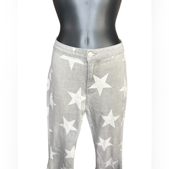 Altar'd State Retro Star Flare Bell Bottom Jean Gray White Stretch Denim Small - Picture 6 of 6